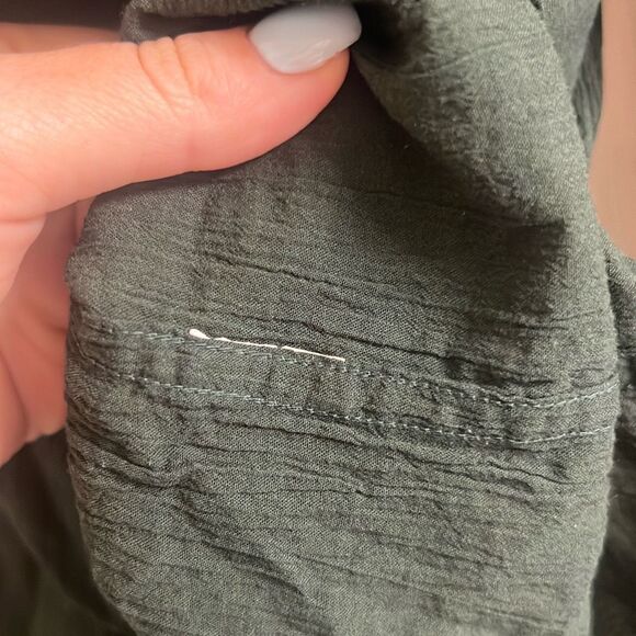 ✨Zara Emerald Green Gauze Button Down Linen/Cotton Sz XXL Shirt✨ - Picture 5 of 5